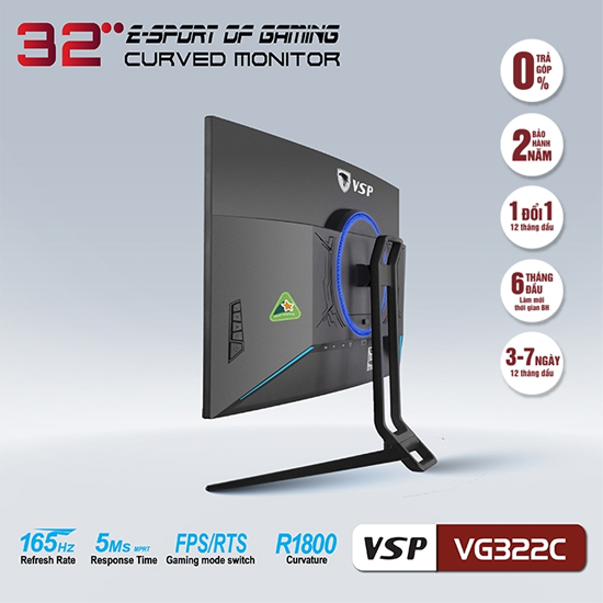 Màn hình CONG LCD VSP 32inch ThinKing Master Gaming VG322C 165Hz - Hàng Chính Hãng
