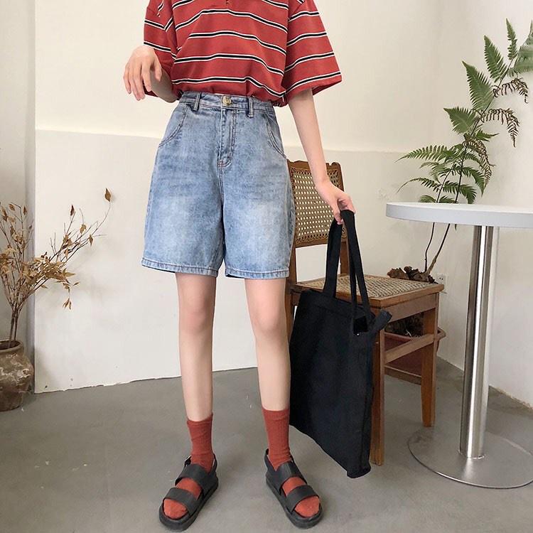 Quần Short Jean Nữ Ống Rộng Túi Trước