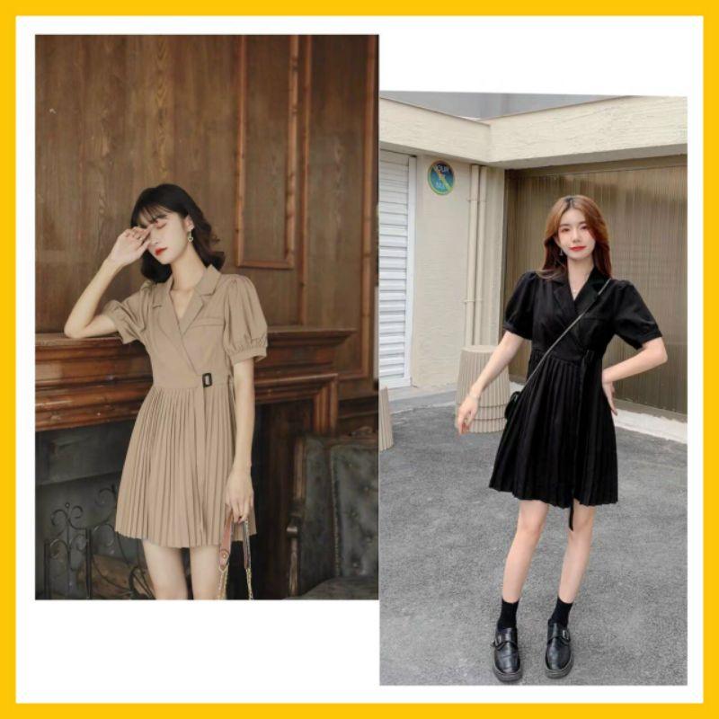 ĐẦM XẾP LY CỔ VEST