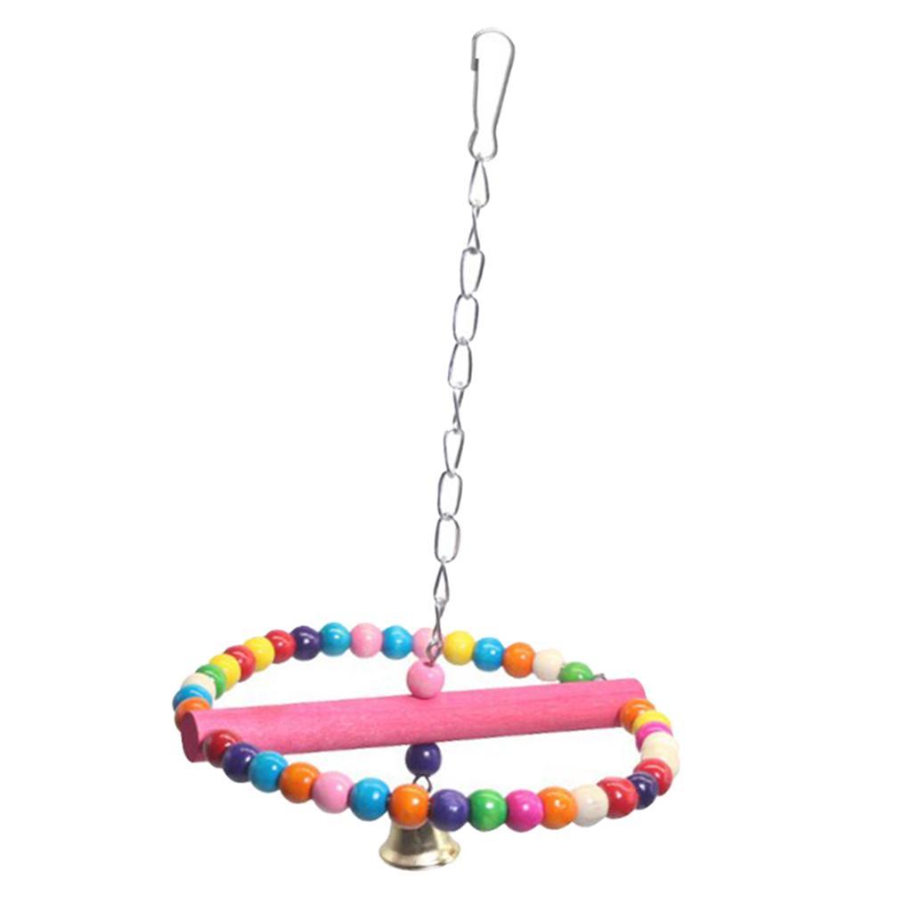 Colorful Wooden Pet Parrot Swing Parakeet Perches Hanging Chewing Climbing Toys