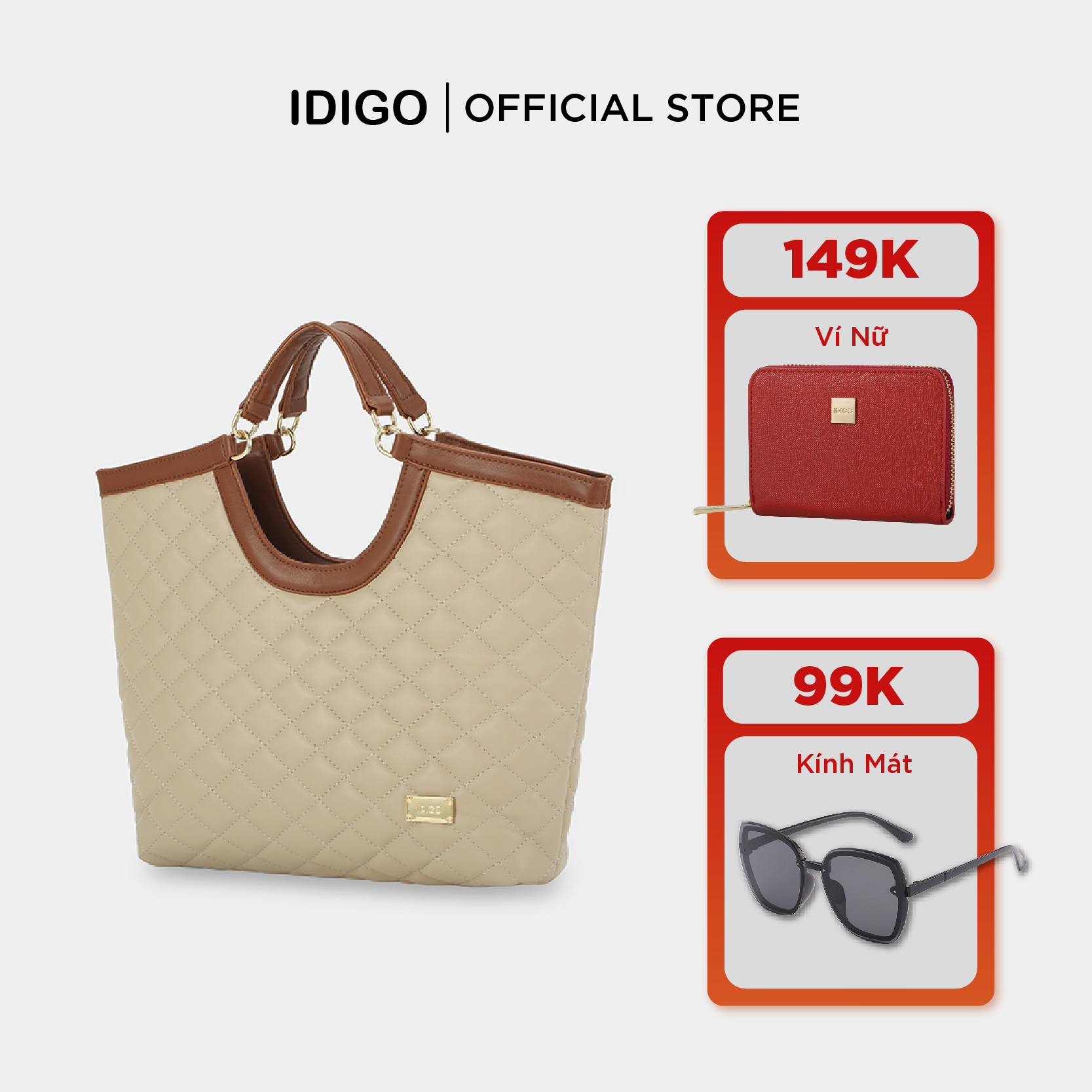 Túi xách tay công sở, túi đeo chéo nữ chần trám dạo phố phong cách hàn quốc IDIGO FB2-5054