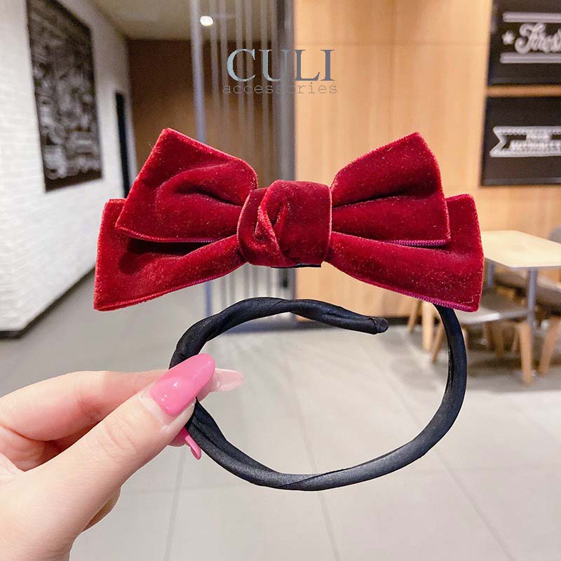 Kẹp búi tóc, dụng cụ quấn dẻo búi tóc đính nơ nhung xinh xắn - Culi accessories