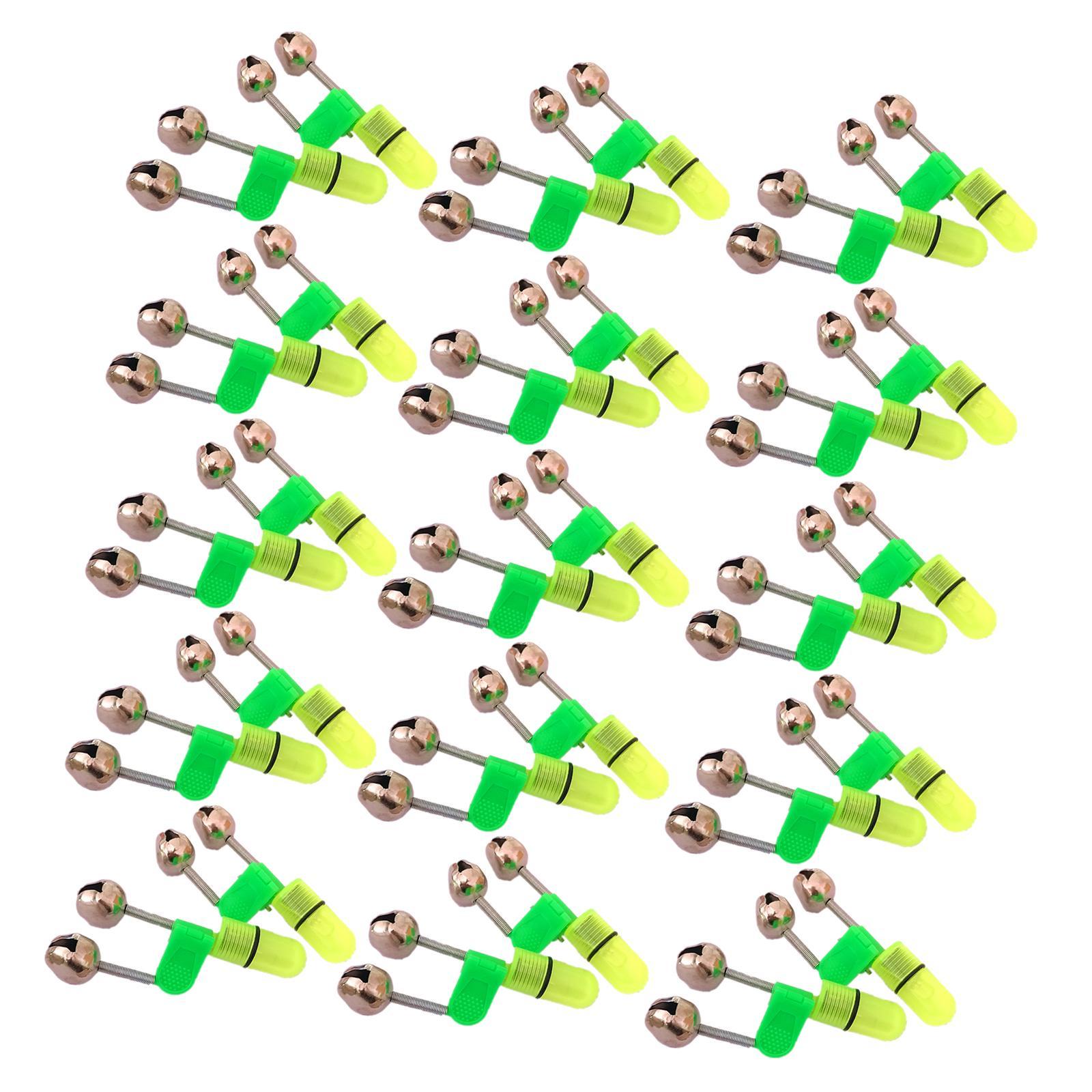 30Pcs Fishing Bells Indicator LED Dual Bells Alarm Clip for Night Fishing