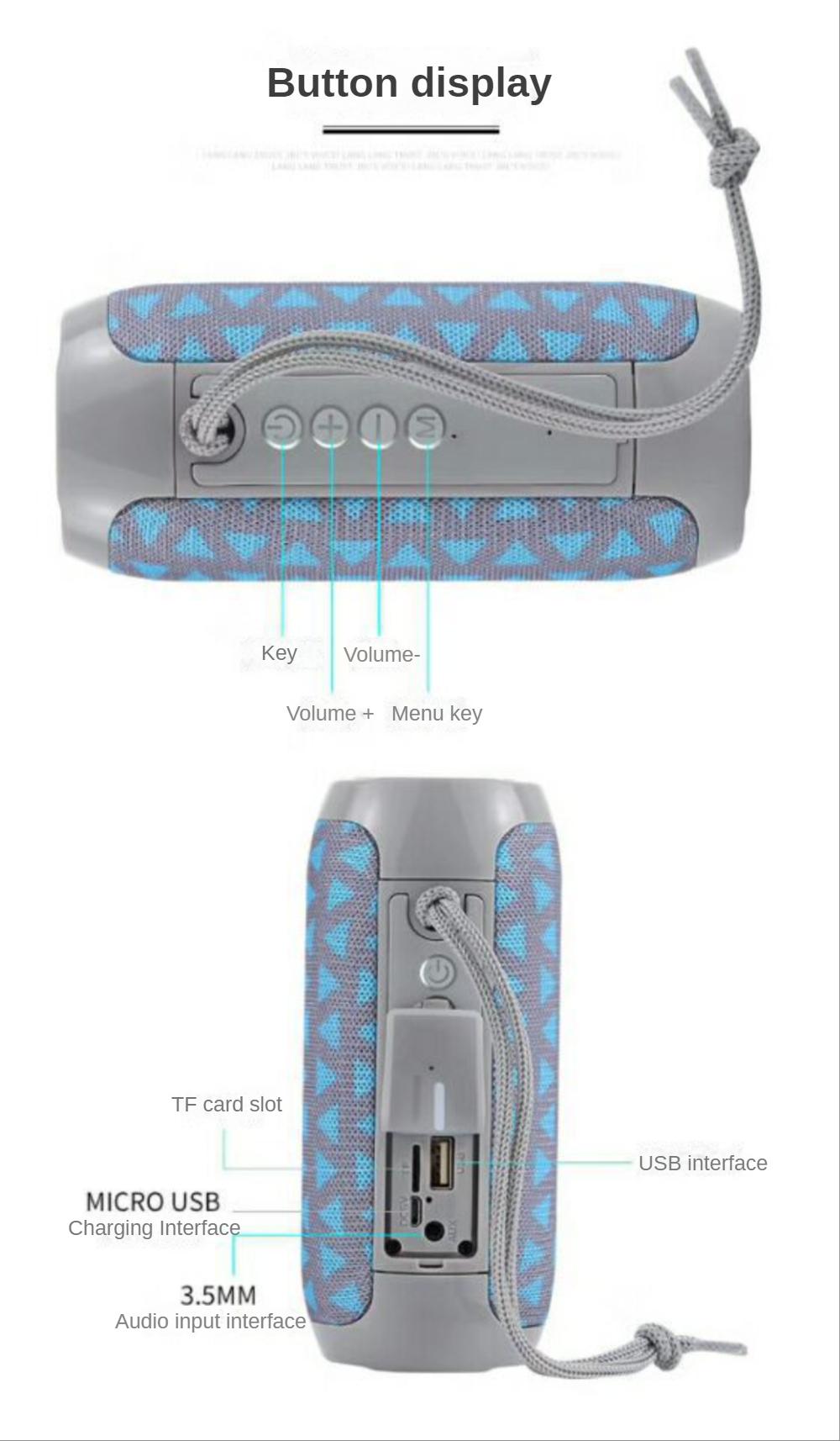 Loa Bluetooth di động Loa siêu trầm không dây Bass Loa ngoài trời chống nước Boombox Màng kép Cuộc gọi thẻ chất lượng cao Màu sắc: Đen