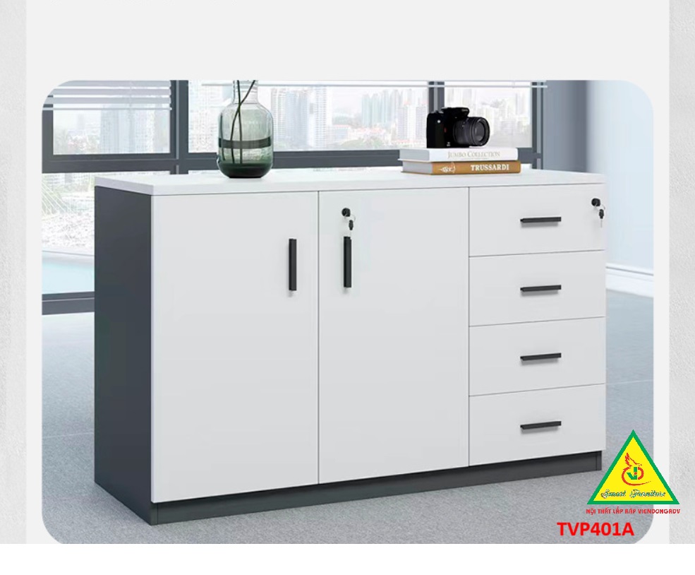 Tủ hồ sơ văn phòng, tủ tài liệu thấp gỗ MDF TVP401A - NỘI THẤT LẮP RÁP VIENDONGADV