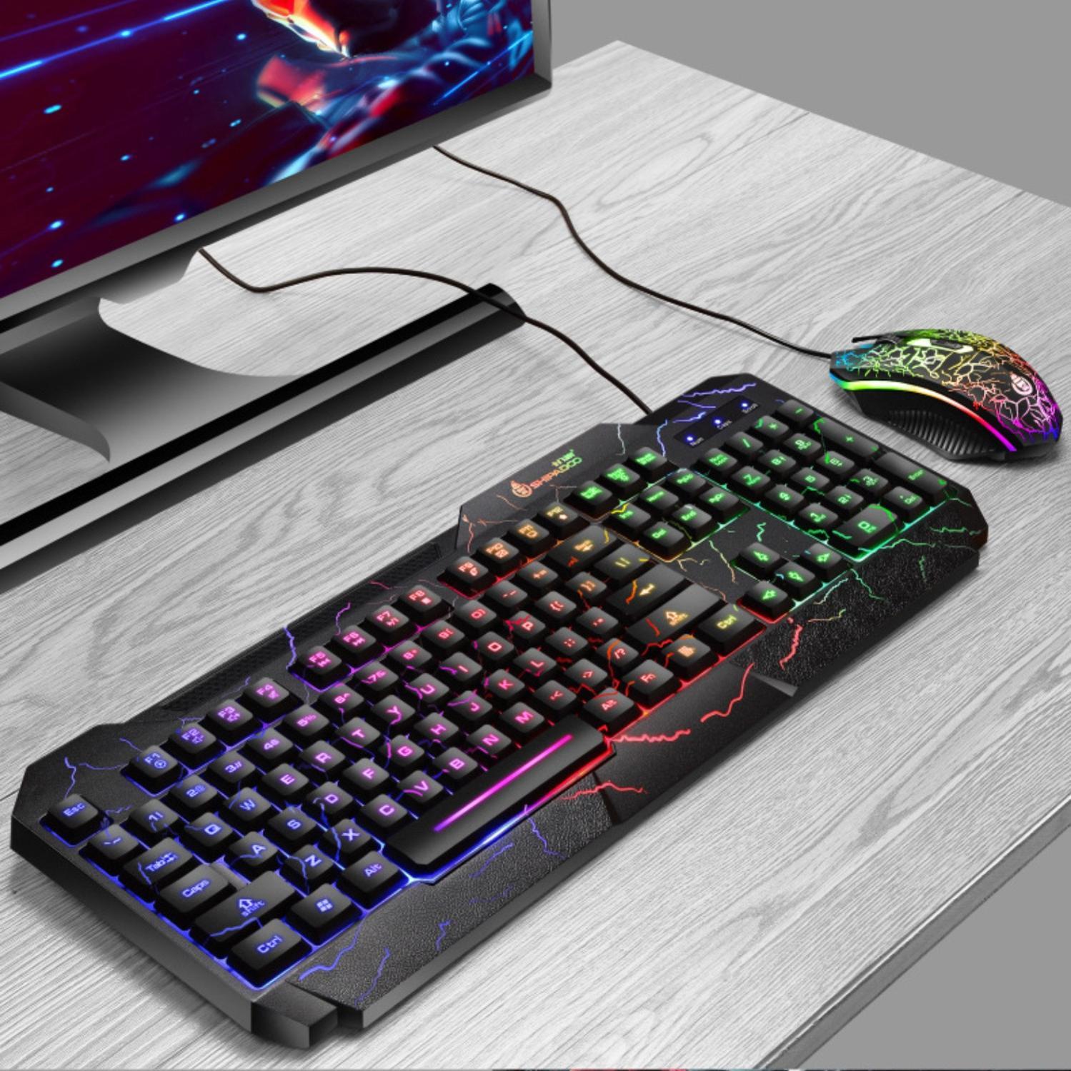 Bàn Phím Và Chuột Chơi Game Cơ Khí USB Có Dây Game Thủ Bàn Phím Bộ Đèn LED RGB Backlit Bàn Phím Chuột Combo Dành Cho Máy Tính Laptop Máy Tính