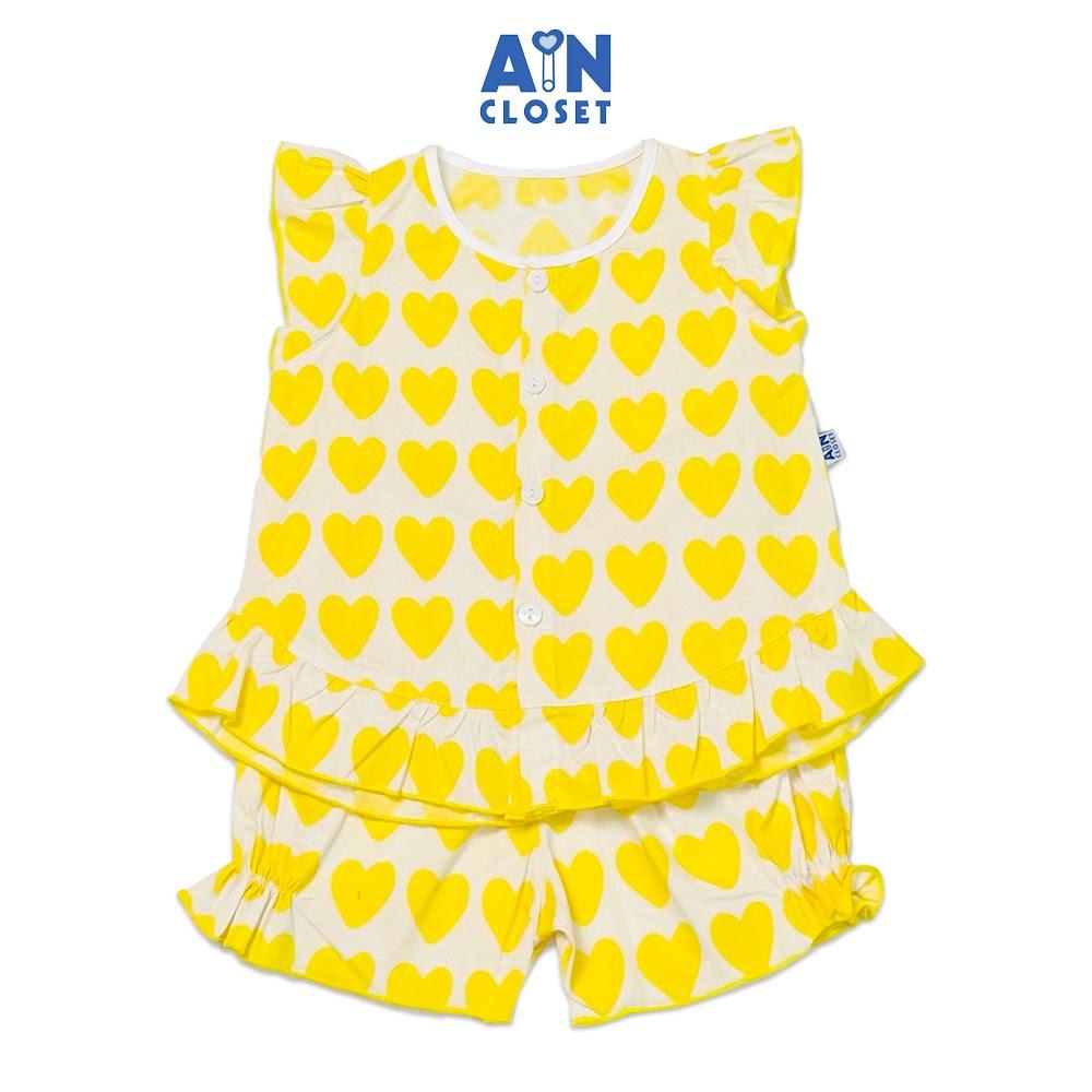 Bộ quần áo ngắn bé gái họa tiết Tim hạt vàng cotton - AICDBG9HXZMZ - AIN Closet