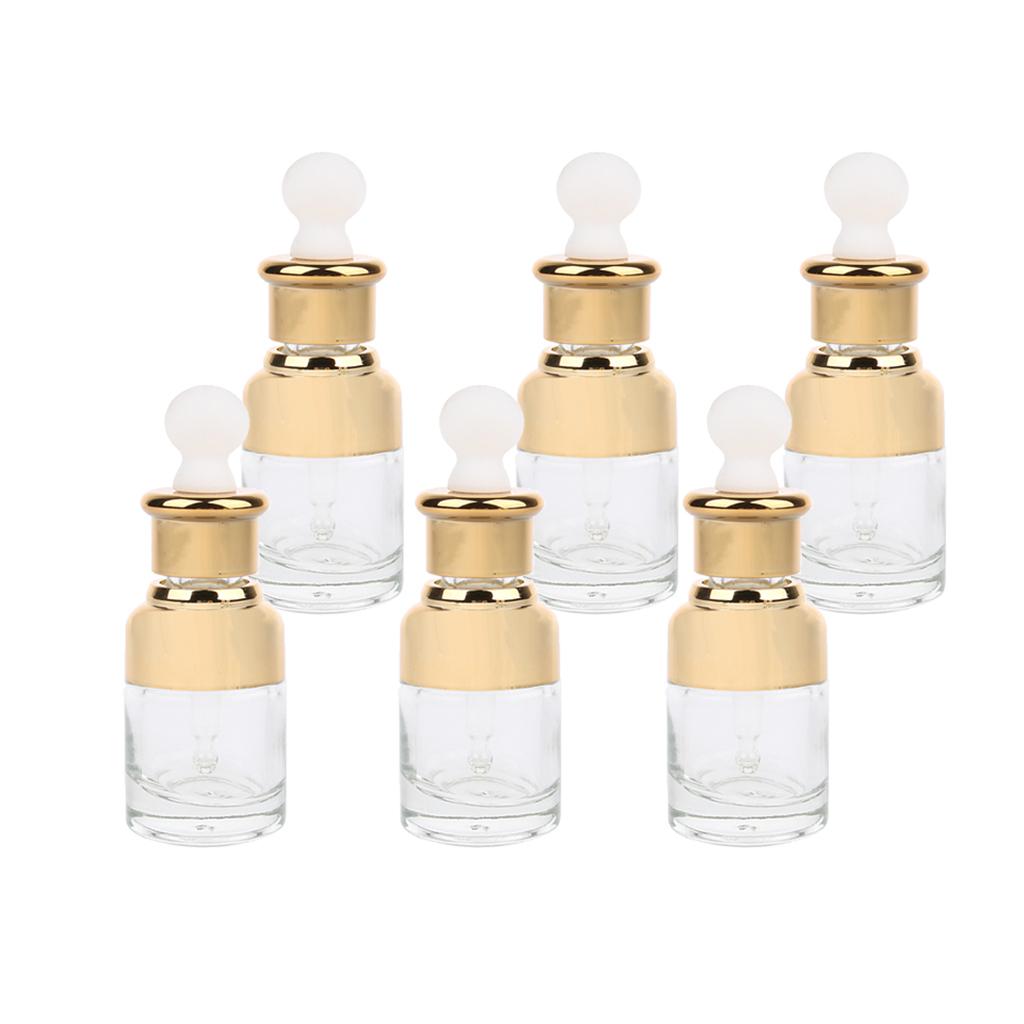 6pcs Empty Refillable GLASS Pipette Eye Dropper Essential Oil Bottles 20ML