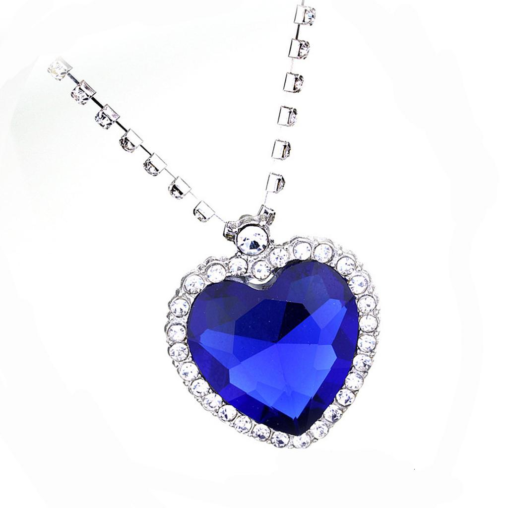 Crystal Pendant Necklace Titanic Heart Of The Ocean Necklace Valentines Gift