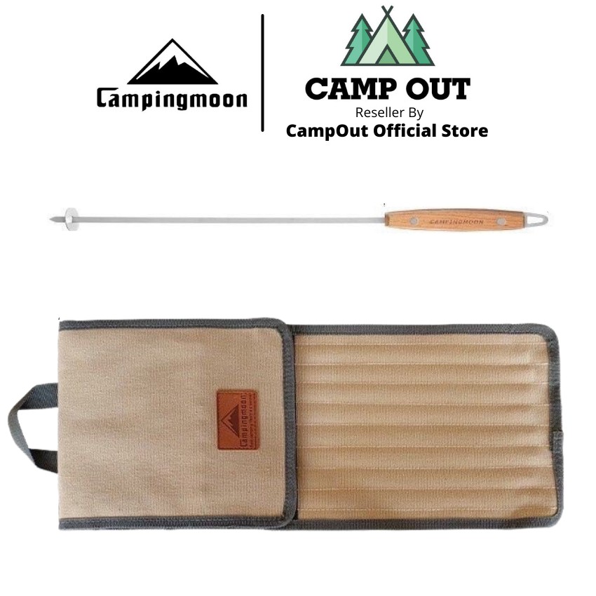 Đồ cắm trại bộ 8 xiên nướng BBQ campingmoon campoutvn du lịch dã ngoại có túi sang trọng đựng kèm glamping không rỉ sét hợp vệ sinh A185