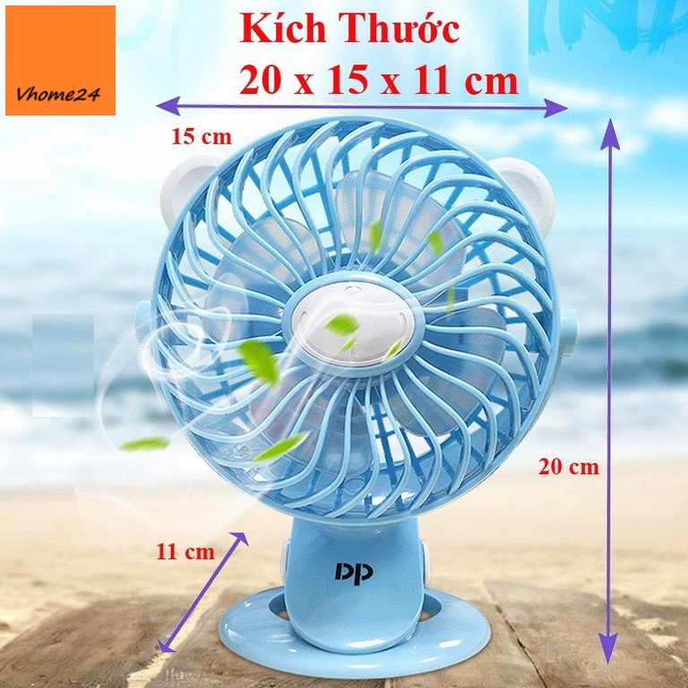 QUẠT KẸP BÀN SẠC TÍCH ĐIỆN CAO CẤP DP