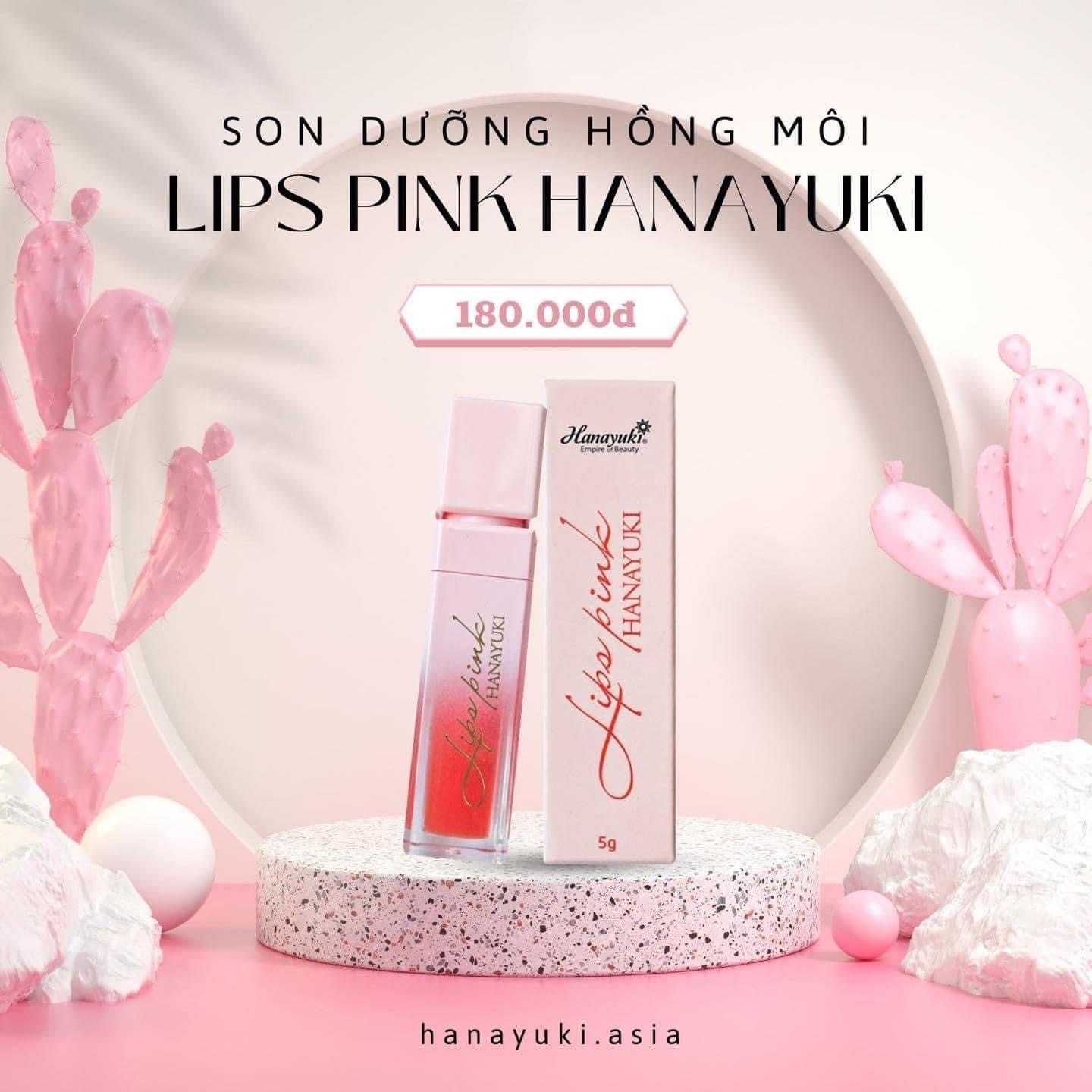 Son môi Hanayuki Lips Pink giúp làm hồng giảm thâm, dưỡng mềm