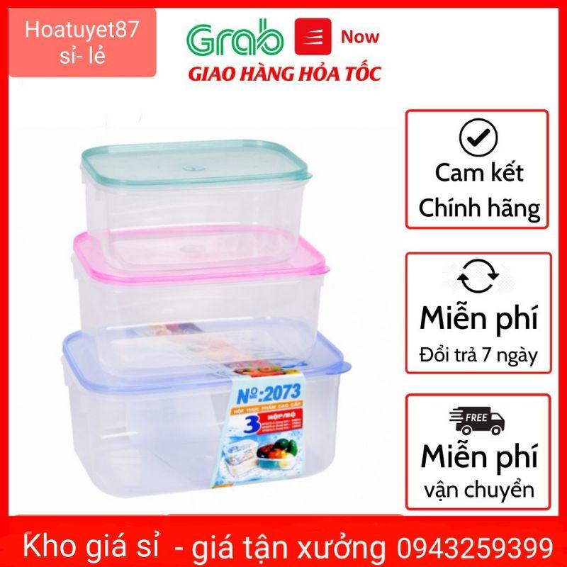 Bộ lạnh bầu 3 hộp nhựa 1650ml, 1200ml,600 ml đựng thực phẩm