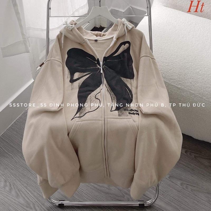 Áo khoác nỉ cotton nơ in 2 mặt H2A768