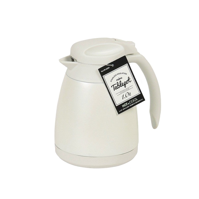 Bình nước giữ nhiệt Tablepot 1000ml, thân bằng thép không gỉ sơn phủ tĩnh điện. Thương hiệu Pearl Metal  - nội địa Nhật Bản