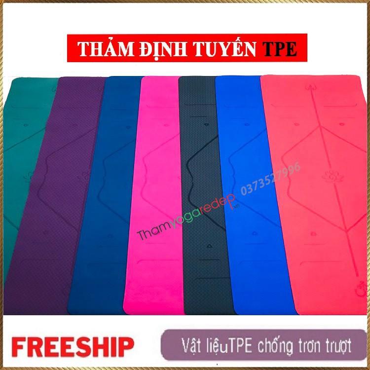 Thảm tập Yoga chống trượt định tuyến 6mm  cao su 2 lớp cao cấp thấm mồ hôi ( TẶNG KÈM TÚI ĐỰNG