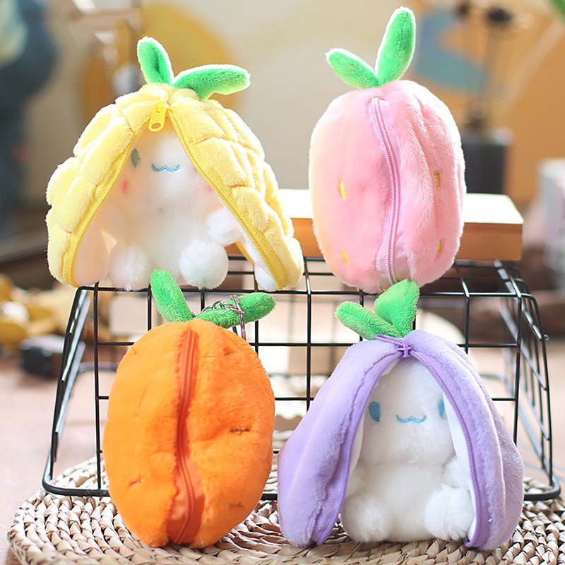 Móc Khóa Balo Đồ Chơi Gấu Bông Thỏ Cinnamoroll 2in1 Thỏ Tai Dài Cà Rốt Dâu Tây Dứa Mềm Mịn Đáng Yêu