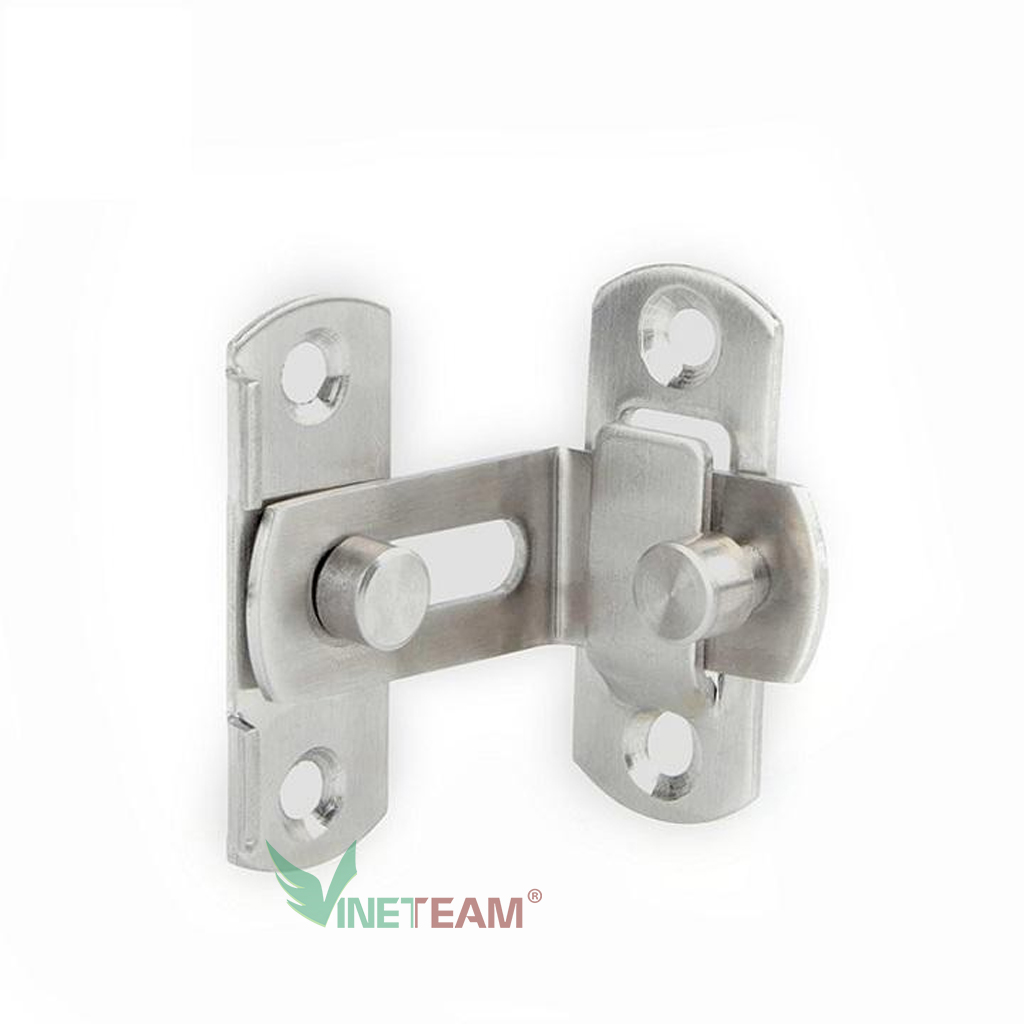 Vinetteam Chốt Khóa Cài Cửa Góc Vuông 90 Độ Bằng Thép Không Gỉ, Then Cửa Dạng Chữ L Có Chốt Cố Định Thanh Gạt Loại To An Toàn, Chắc Chắn - hàng chính hãng