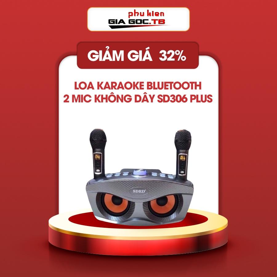 Loa bluetooth karaoke mini SD 306 Plus bản mới nhất, Loa mắt cú kèm 2 mic hát karaoke không dây, Bass cực chuẩn