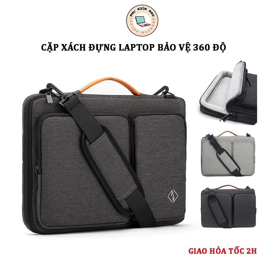 Cặp Xách Laptop Túi Chống Sốc Laptop Mac Có Dây Đeo Chéo Vải Chống Thấm Nước Màu Đen Dùng Cho Máy 13inch-15inch