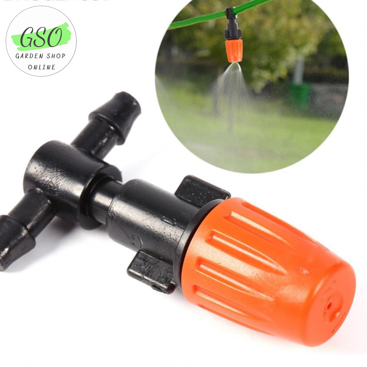 Bộ 10 Béc phun sương 1 cửa cam chân tê loại 1 tưới sân vườn, tưới lan ống 6mm, ống 8mm