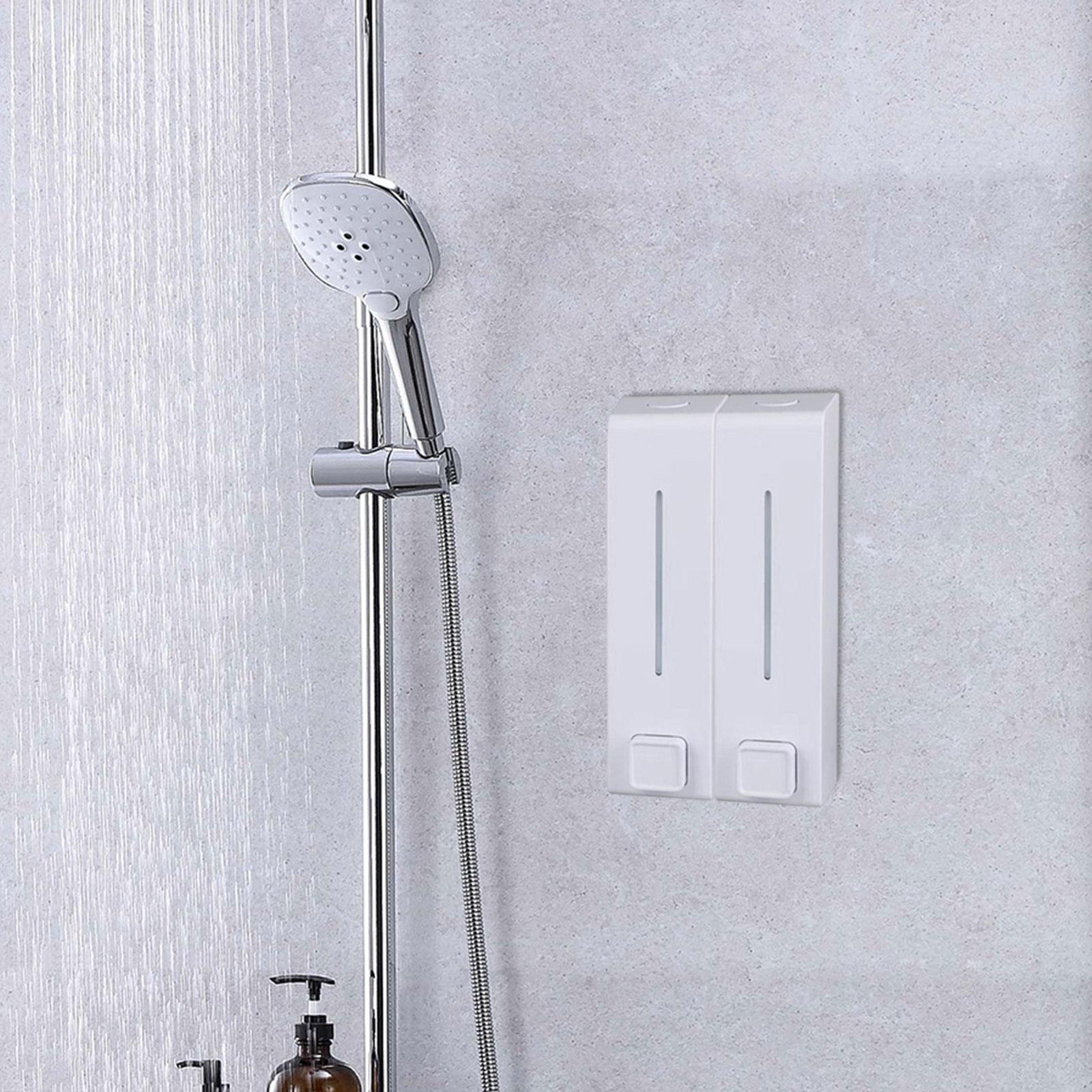 Shampoo Dispenser for Shower Wall,Wall Mounted Shower Soap Dispenser 2 Chamber,Refillable Shampoo Conditioner Pump Dispenser for Hotel Bathroom