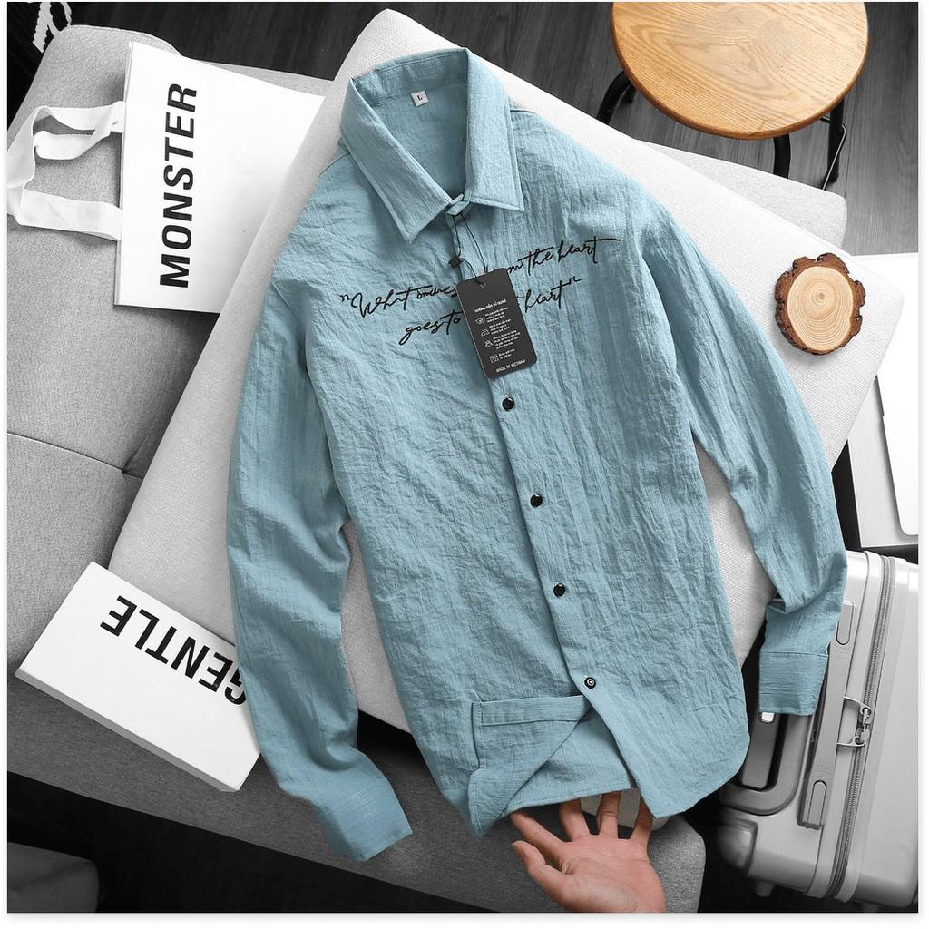 ÁO SƠ MI ĐŨI TAY DÀI,THIẾT KẾ HỌA TIẾT CHỮ TRÊN ÁO SIÊU NGẦU LANA FASHION