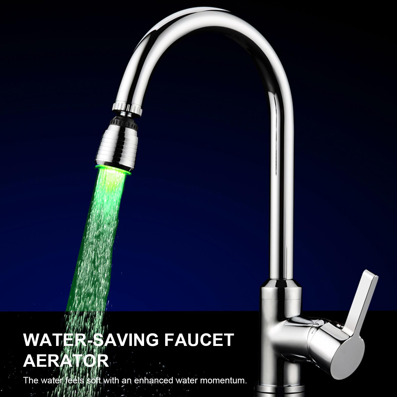 Vòi nước sục khí với ánh sáng 7 màu thay đổi xoay 360 độ, vòi nhà bếp, nhà vệ sinh