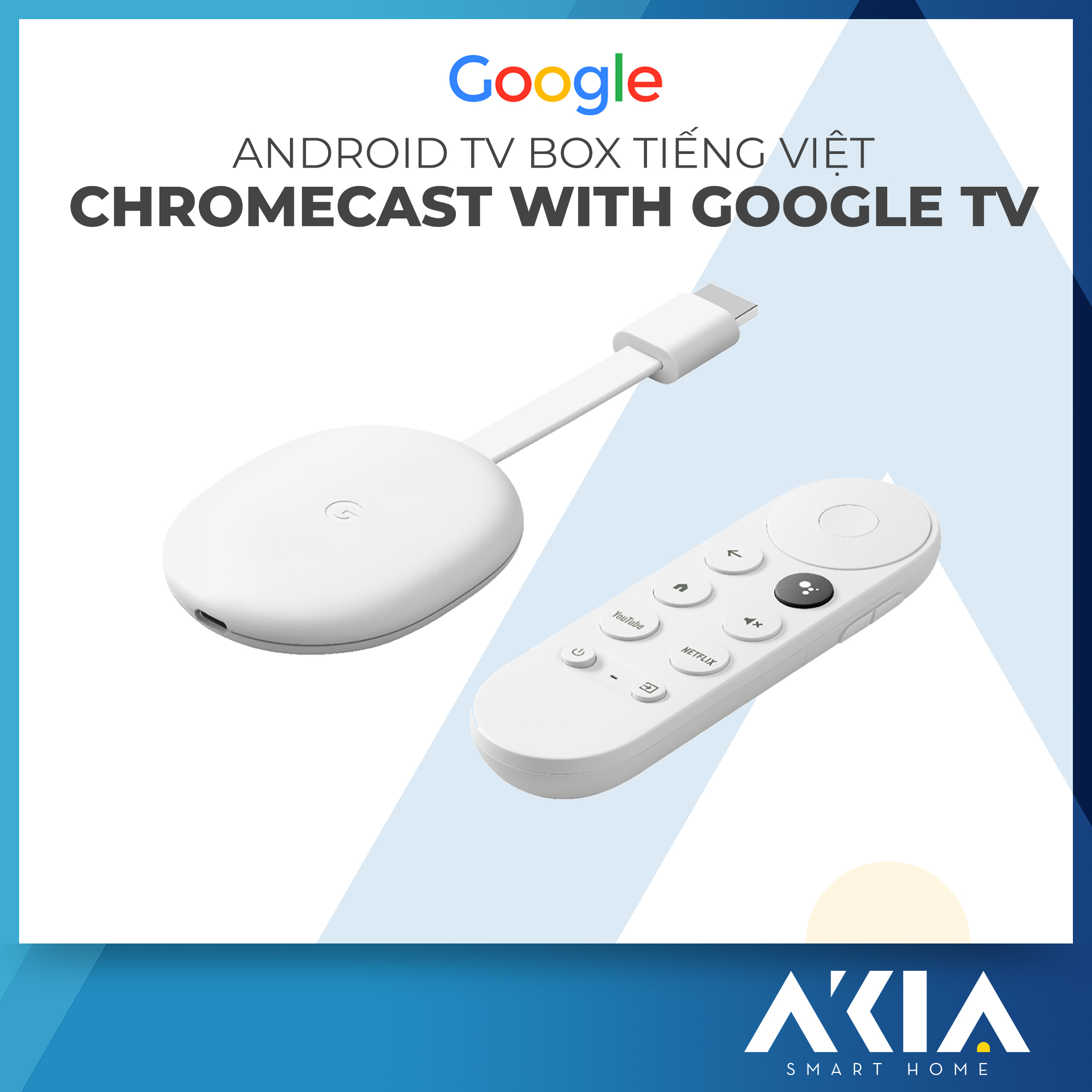 Google Chromecast 2020 - Chromecast with Google TV - Box biến TV thường thành Smart Tivi, Google Chrome Cast có Remote ra lệnh Tiếng Việt - Hàng nhập khẩu