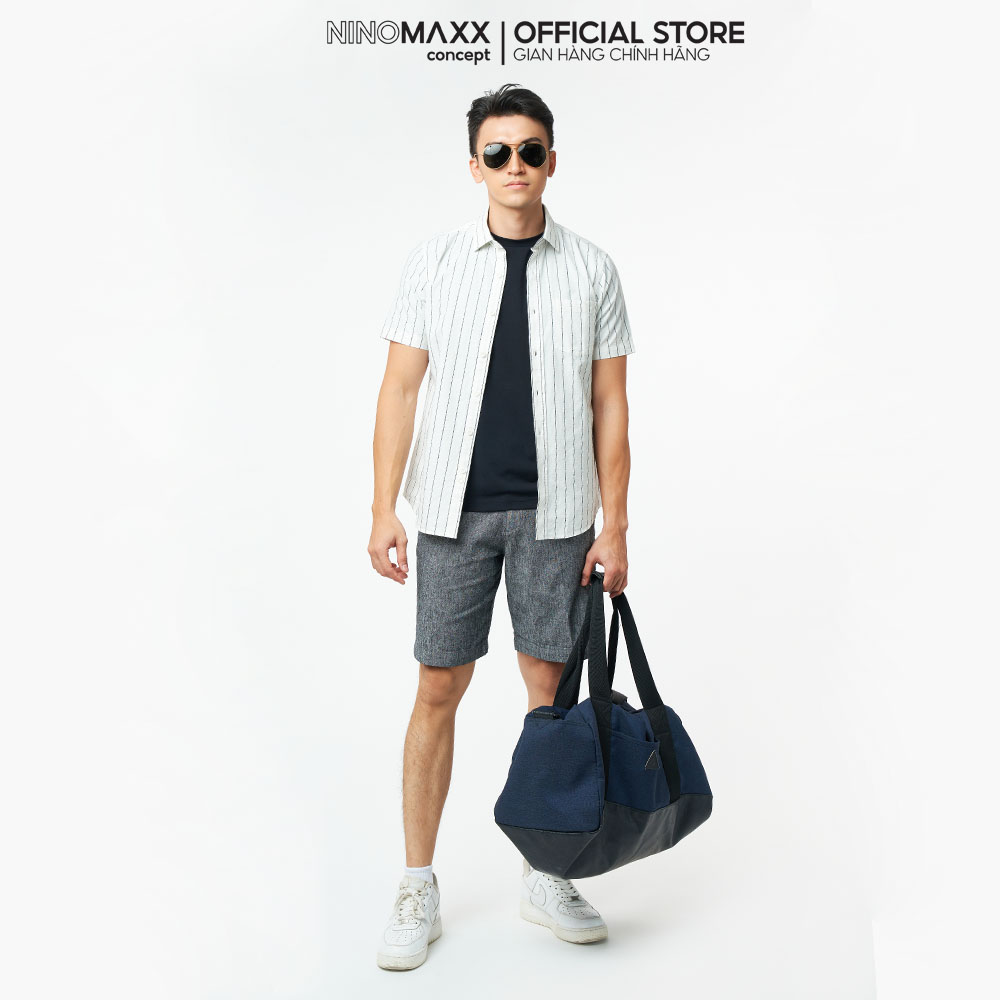 NINOMAXX Áo sơ mi Nam kẻ sọc tay ngắn form slim Fit 2101004