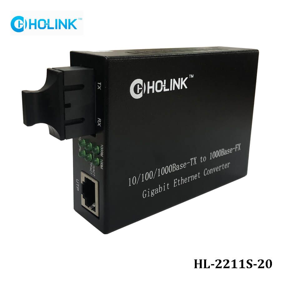 Bộ chuyển đổi quang điện Ho-Link HL-2211S-20 | 2 sợi quang 10/100/1000MB - Hàng Chính hãng