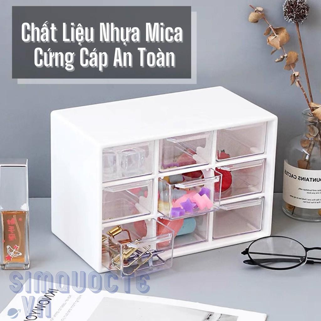 Hộp 9 Ngăn Kéo, Kệ 9 ô Mini Chống bụi đựng văn phòng phẩm/trang sức/vòng tay/mỹ phẩm dễ thương Hàn Quốc HNTS12