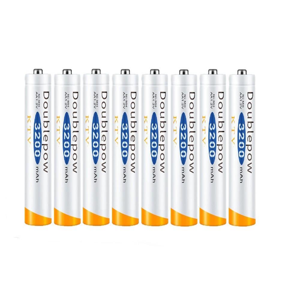 Combo Sạc Tự Ngắt Thông Minh UK83 Đổi Đèn Khi Sạc Đầy Kèm 8 Pin Doublepow 3200Mah Dung Lượng Chuẩn