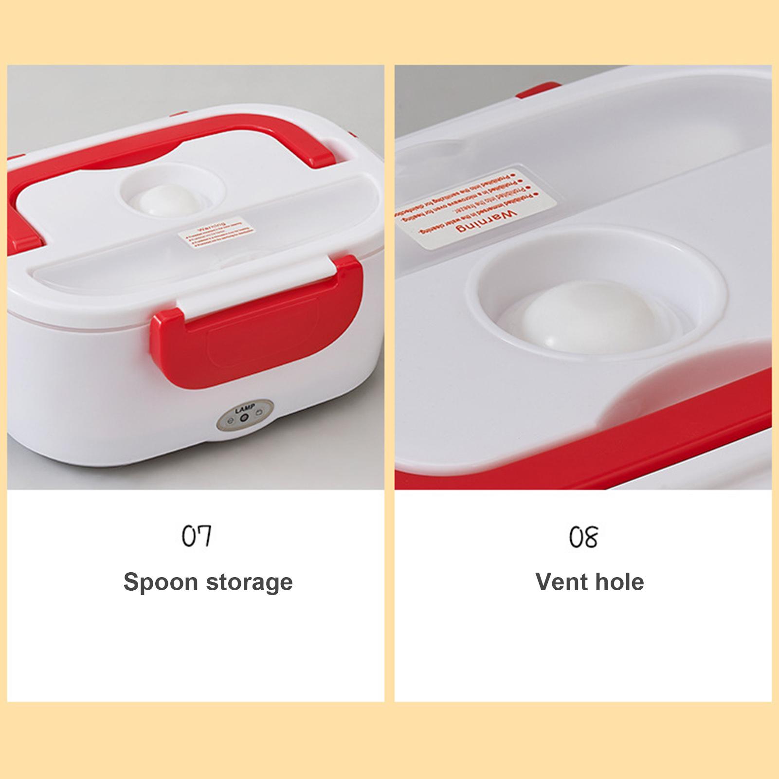 Hộp cơm Bento hai trong một có thể hâm nóng bằng điện, chất liệu thép không gỉ