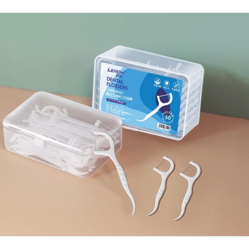 Hộp 50 Tăm Chỉ Nha Khoa Tăm Nhựa Nha Khoa Tiện Dụng Làm Sạch Răng Set Tiệt Trùng (Hàng Cao Cấp) Cây Vệ Sinh Kẽ Răng Chân Nướu Chuyên Dụng Chiếc Xỉa Răng Chăm Sóc Răng Miệng