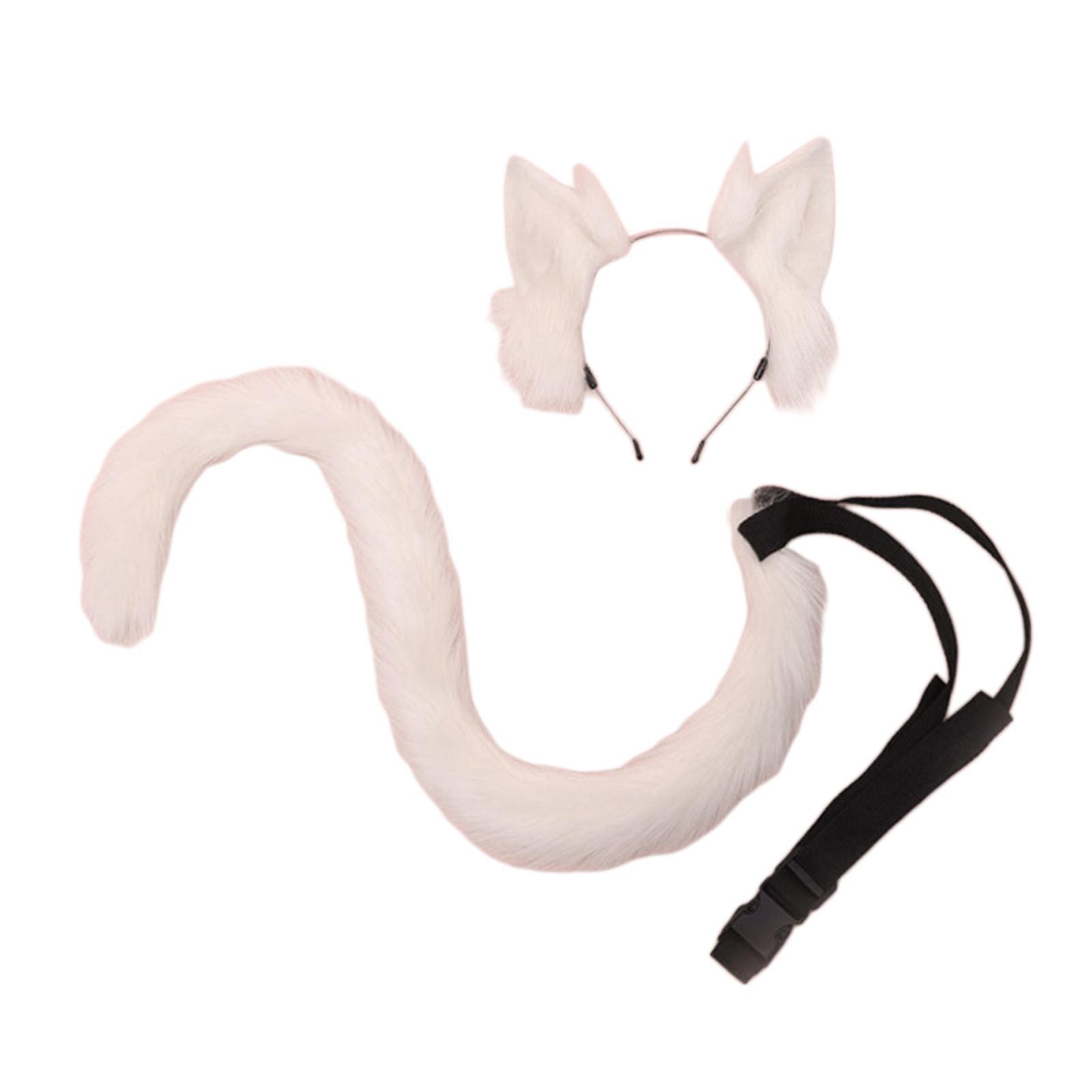 2 Pieces Plush Hair Hoop Long Tail Headwear Lovely Lolita Headband for Anime