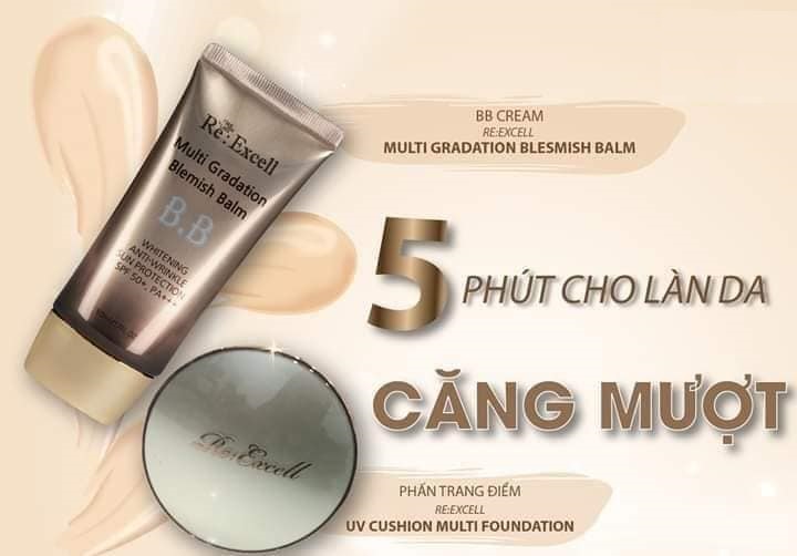 Combo trang điểm Daily Beauty gồm Phấn nước CC Cushion + 4 thỏi son lì Re:Excell Lipstick + kem nền BB cream R&amp;B Việt Nam nhập khẩu chính ngạch Hàn Quốc