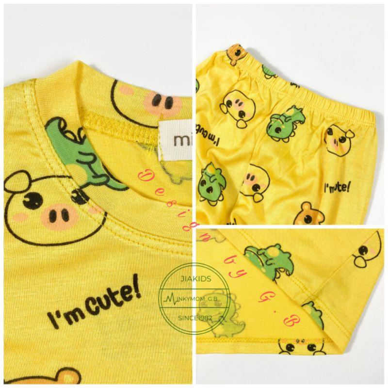 Bộ cộc tay quần alibaba thun lạnh Minky Mom màu trơn cho bé trai bé gái từ 5-19kg