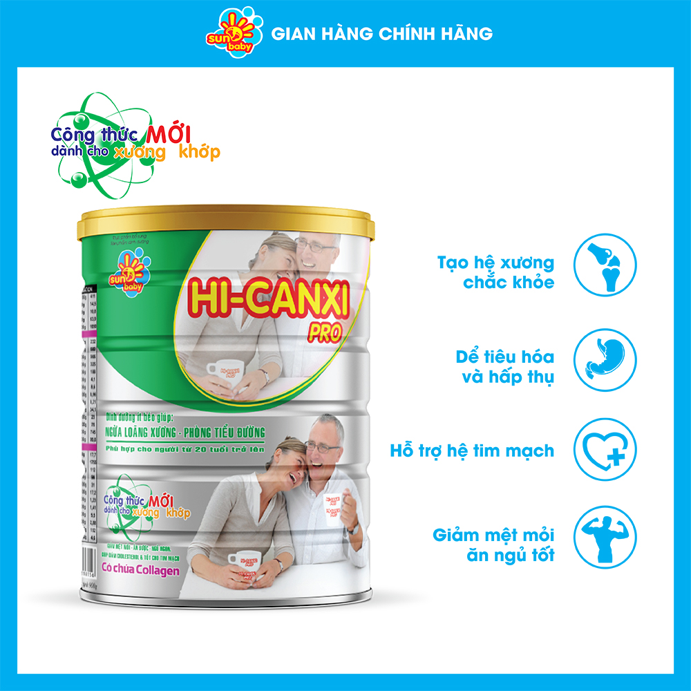 [MUA 2 TẶNG 1] Sữa bột công thức dinh dưỡng HI-CANXI Pro cho người cao tuổi (900g)- Sunbaby
