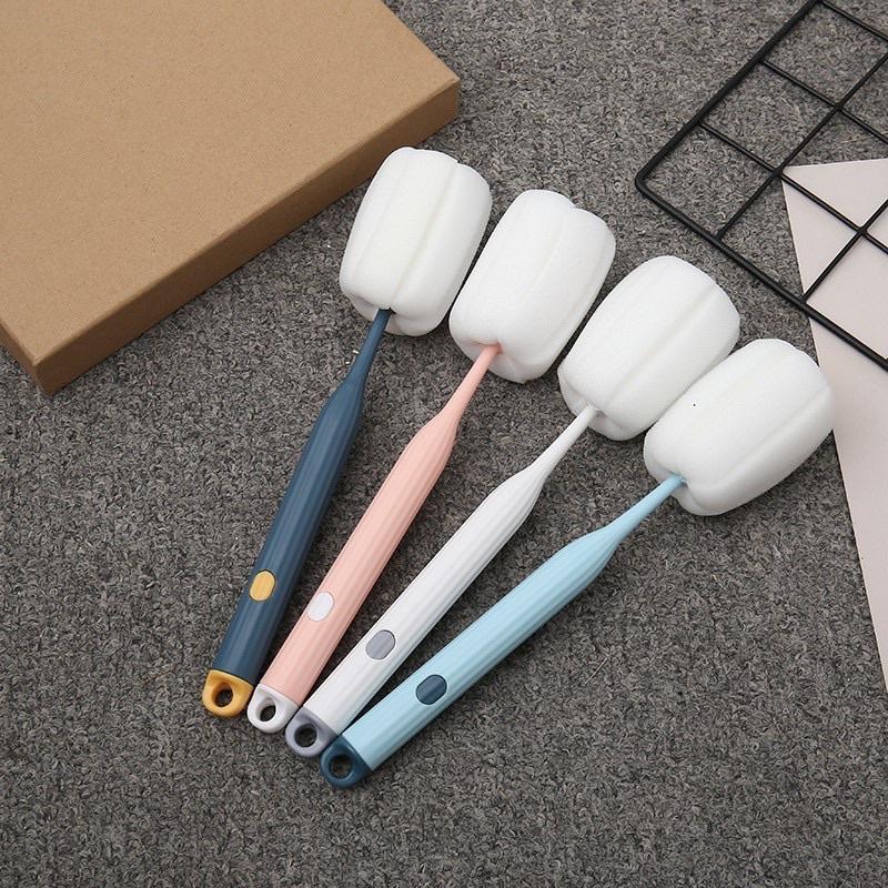 Cọ rửa bình sữa, ly cốc, bình giữ nhiệt cao cấp LOẠI XỊN đầu mút xốp tạo bọt có lổ treo móc tiện lợi