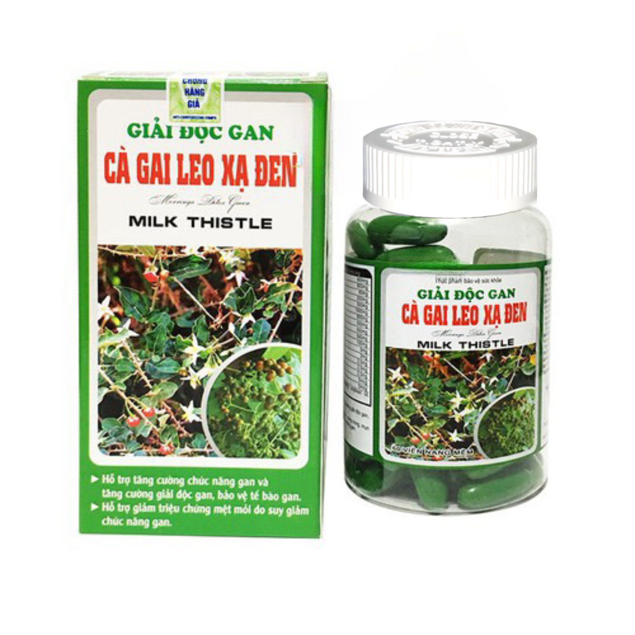 ￼GIẢI ĐỘC GAN CÀ GAI LEO - XẠ ĐEN Milk Thistle 60 Viên - Giúp bổ gan, bảo vệ tế bào gan, giải độc gan, Vinaphar