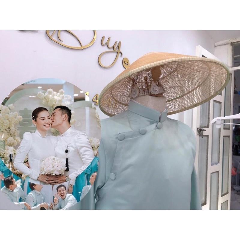Áo dài trắng tay phồng kết chuỗi Jolie phương trinh-quý bình