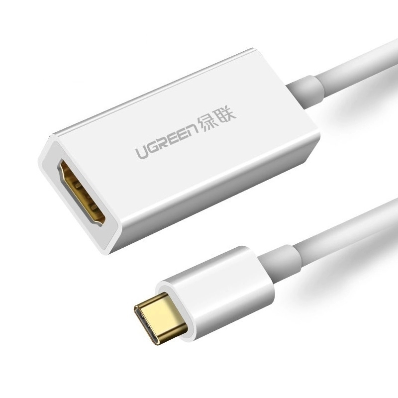 Cáp chuyển đổi USB-C dương Sang HDMI âm hỗ trợ 4K 2K vỏ nhựa dài 15cm màu Trắng Ugreen TC50514CM139 Hàng chính hãng.