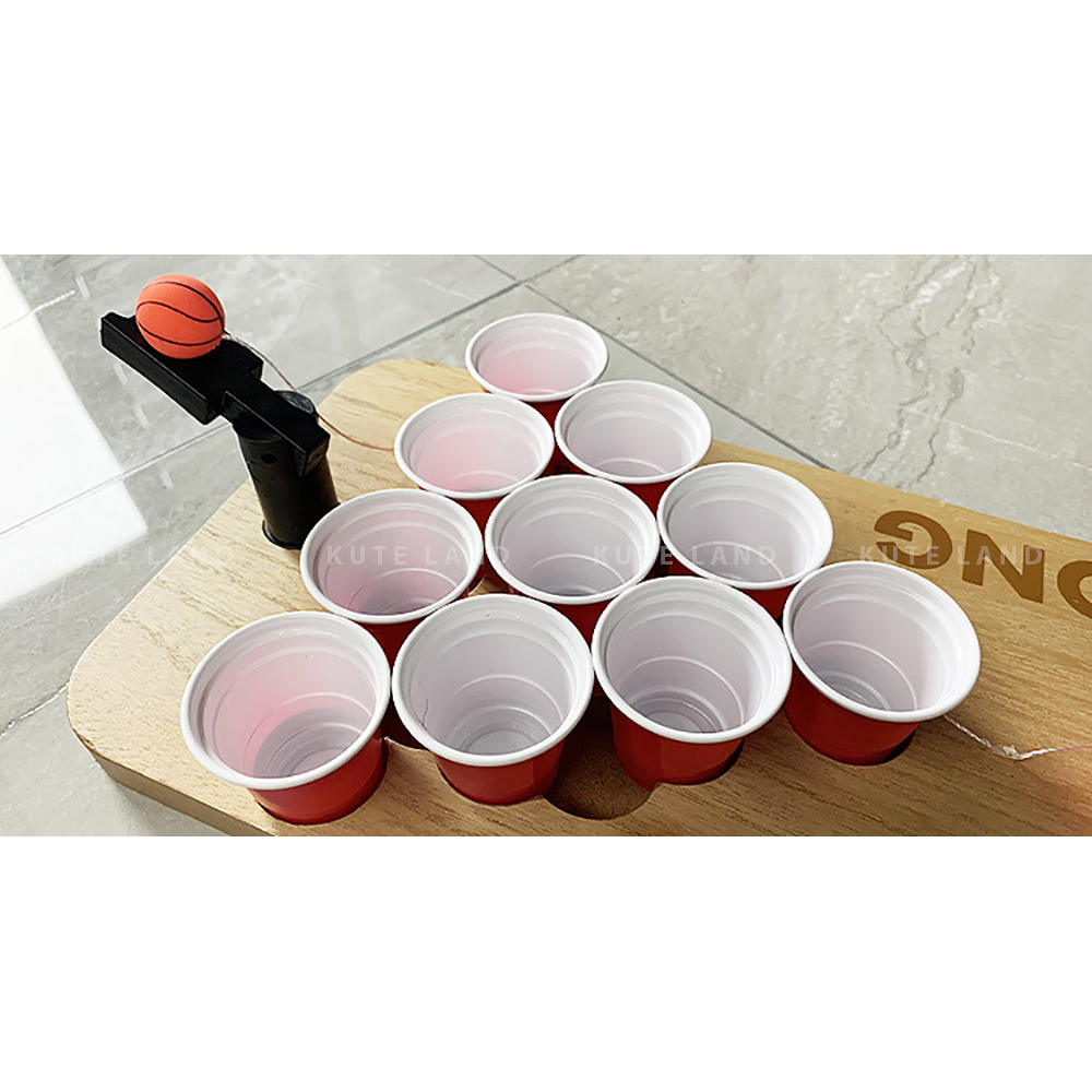 Bộ trò chơi Wood Peer Pong ném bóng vào ly Drinking Game dành cho bàn nhậu uống rượu bia