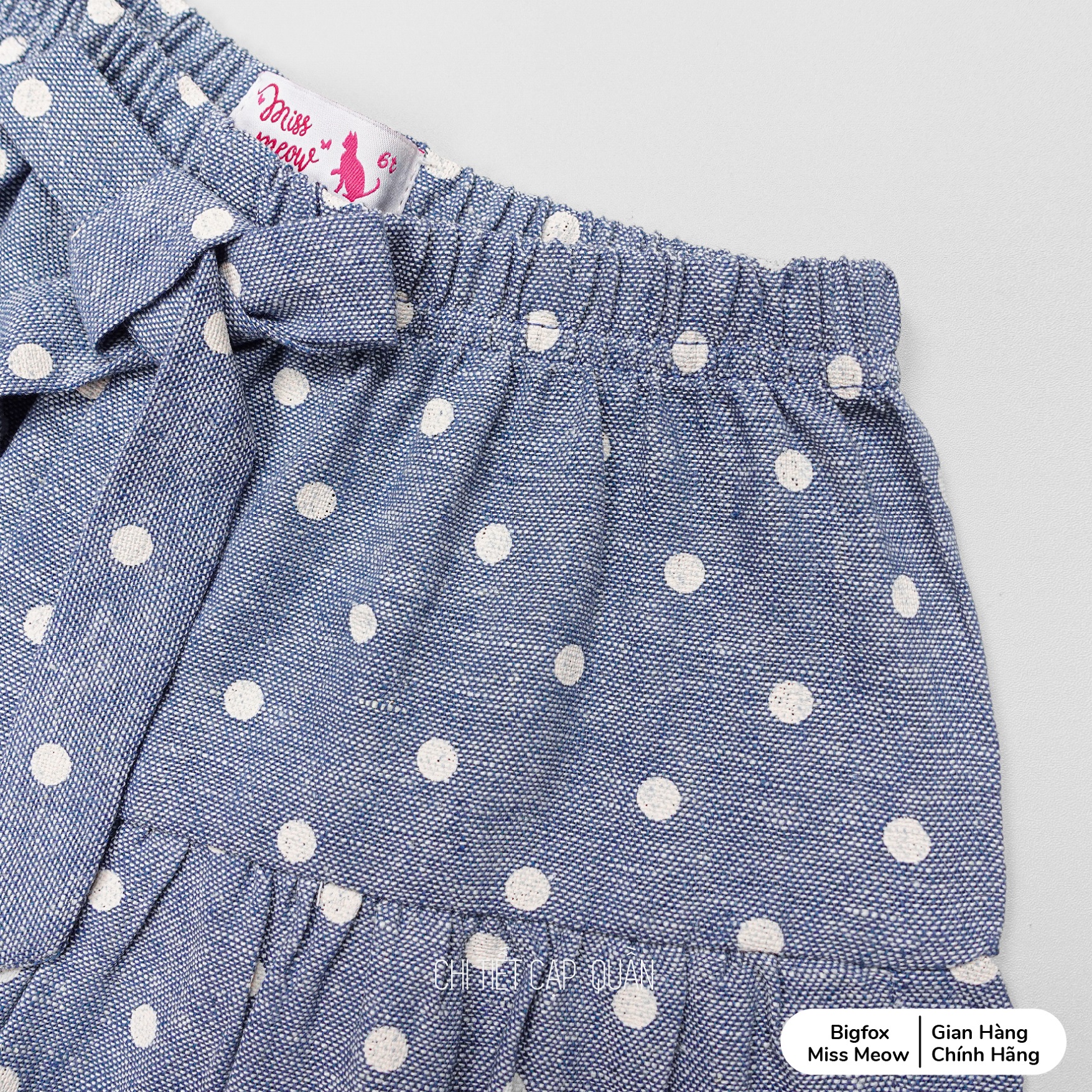 Bộ quần áo bé gái Bigfox Miss Meow mùa hè size đại kiểu áo cotton mix short linen dáng Hàn 3,6,9,11 tuổi 30kg 40kg 1949