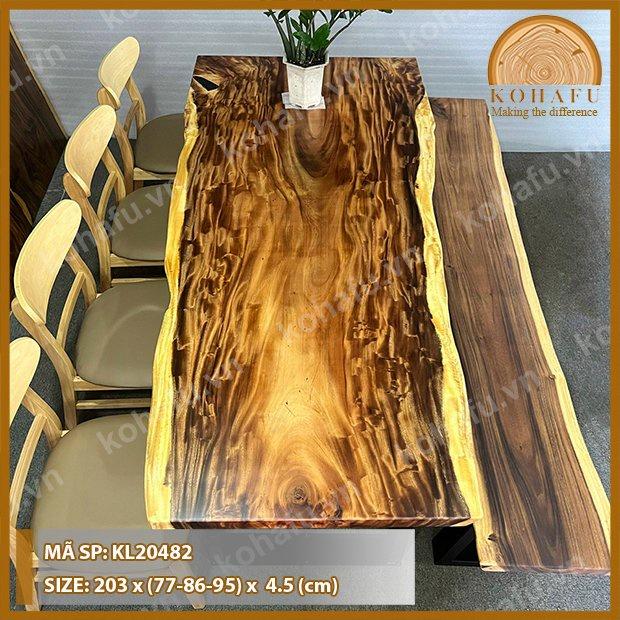 Bàn Dài Me Tây Nguyên Tấm Tự Nhiên Siêu Vân Dài 2.03m - Tặng Chân Bàn