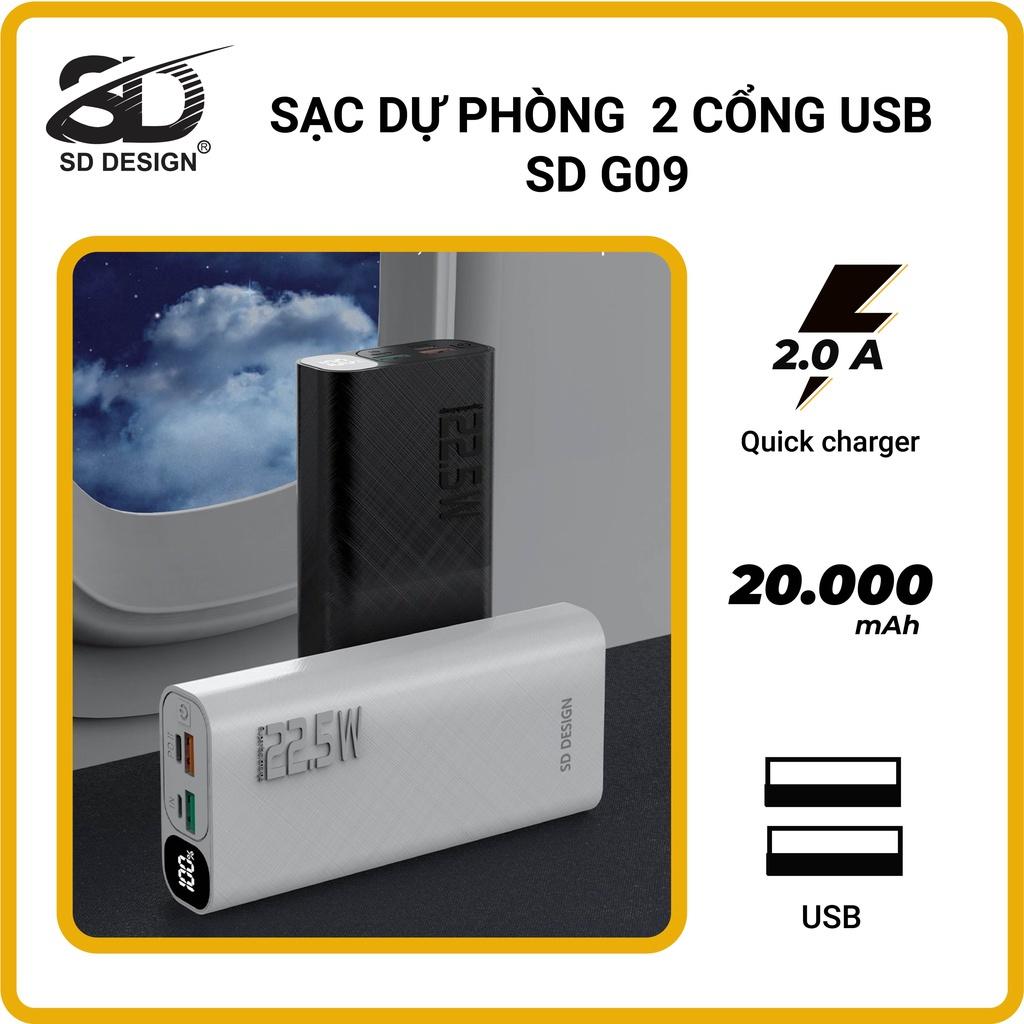 Sạc dự phòng 22,5W SD DESIGN G09 dung lượng cao 20.000 mAh sử dụng cho mọi thiết bị Bảo hành 1 đổi 1