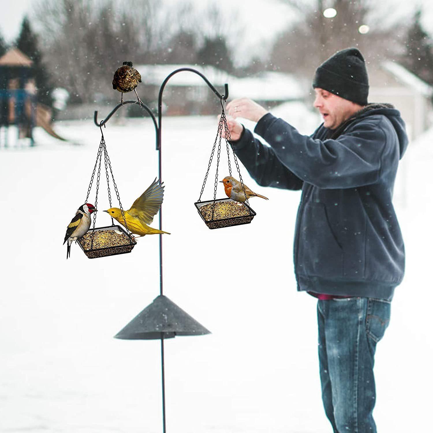 Treo chim cho ăn khay khay lưới kim loại để cho chim ăn, trang trí vườn ngoài trời