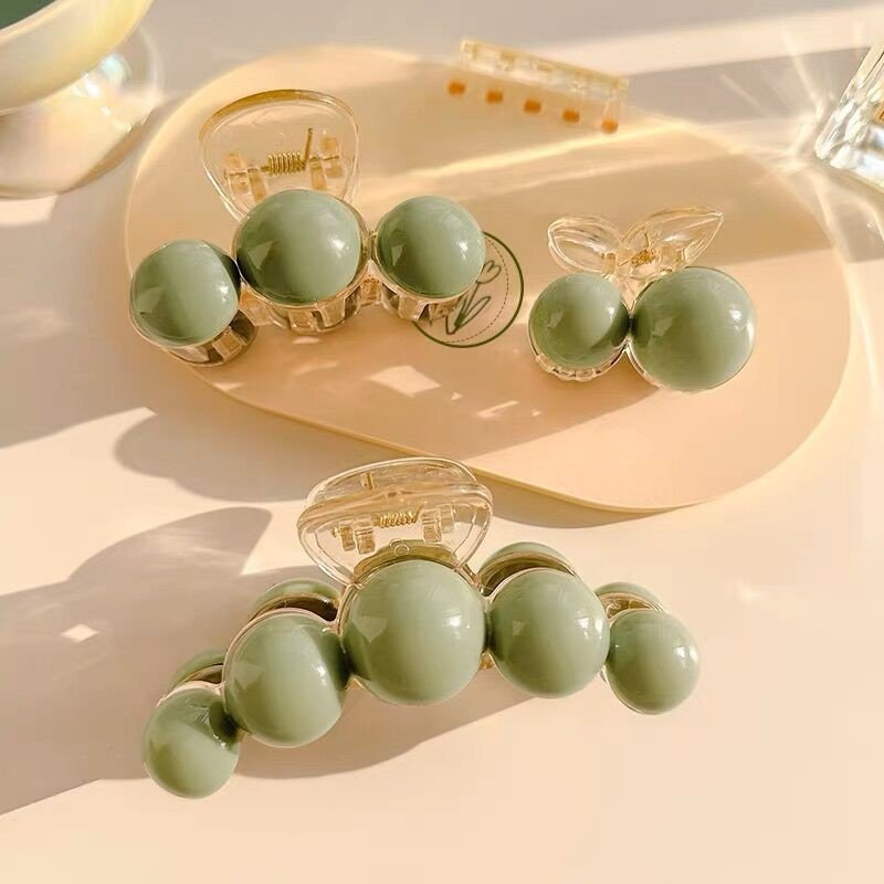 Kẹp cặp tóc càng cua hàn quốc đính ngọc trai phong cách tiểu thư cute xinh dễ thuong cho nữ màu xanh ngọc