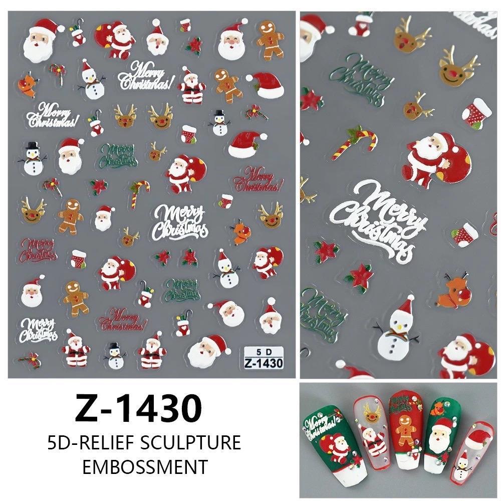 Hình Dán Móng Sticker Ông Già Noel 5D Làm Nail Siêu Xinh, Miếng Dán Móng Hình Giáng Sinh, Bông Tuyết, Tuần Lộc